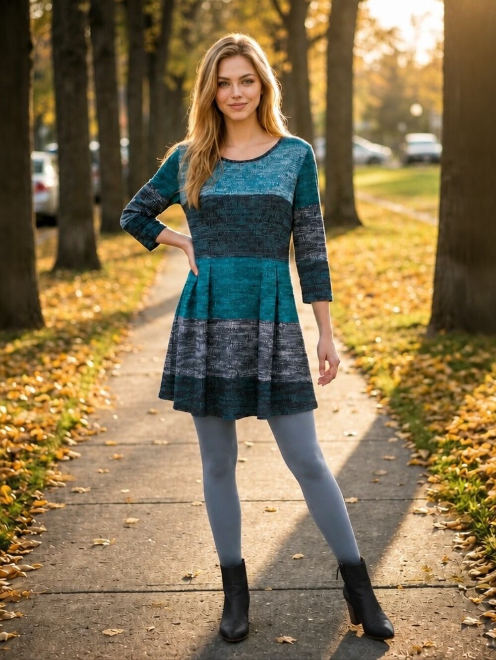 👗🍁 Lily By Firmiana Illusion Sweater Blue Colorblock Tunic Top M